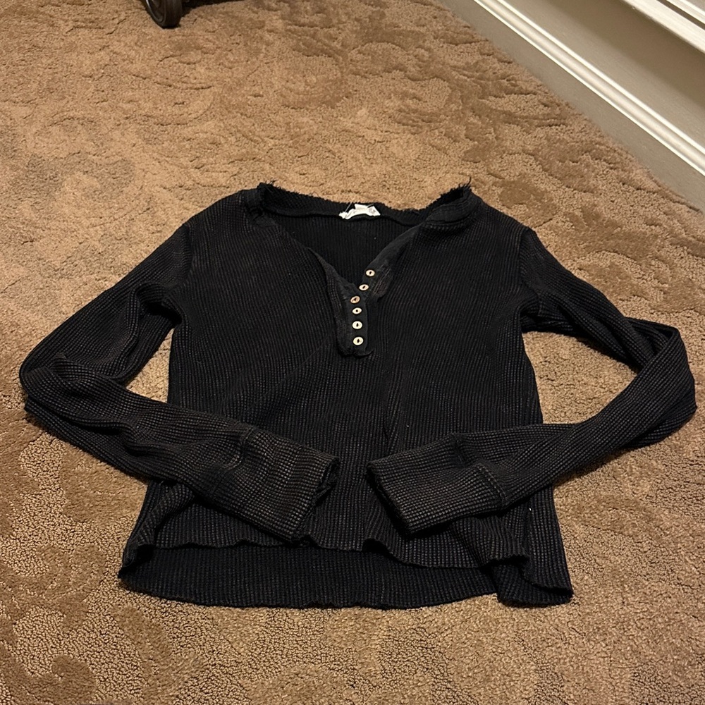 Oli & Hali Black Long Sleeve Button-Up Top